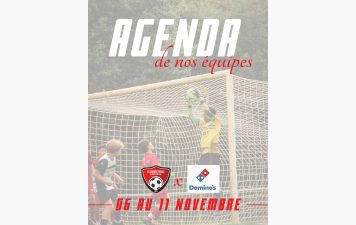 AGENDA DES MATCHS - DU 21 AU 25 NOV