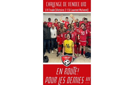 Les U18B en Demie finale du Challenge de Vendée !